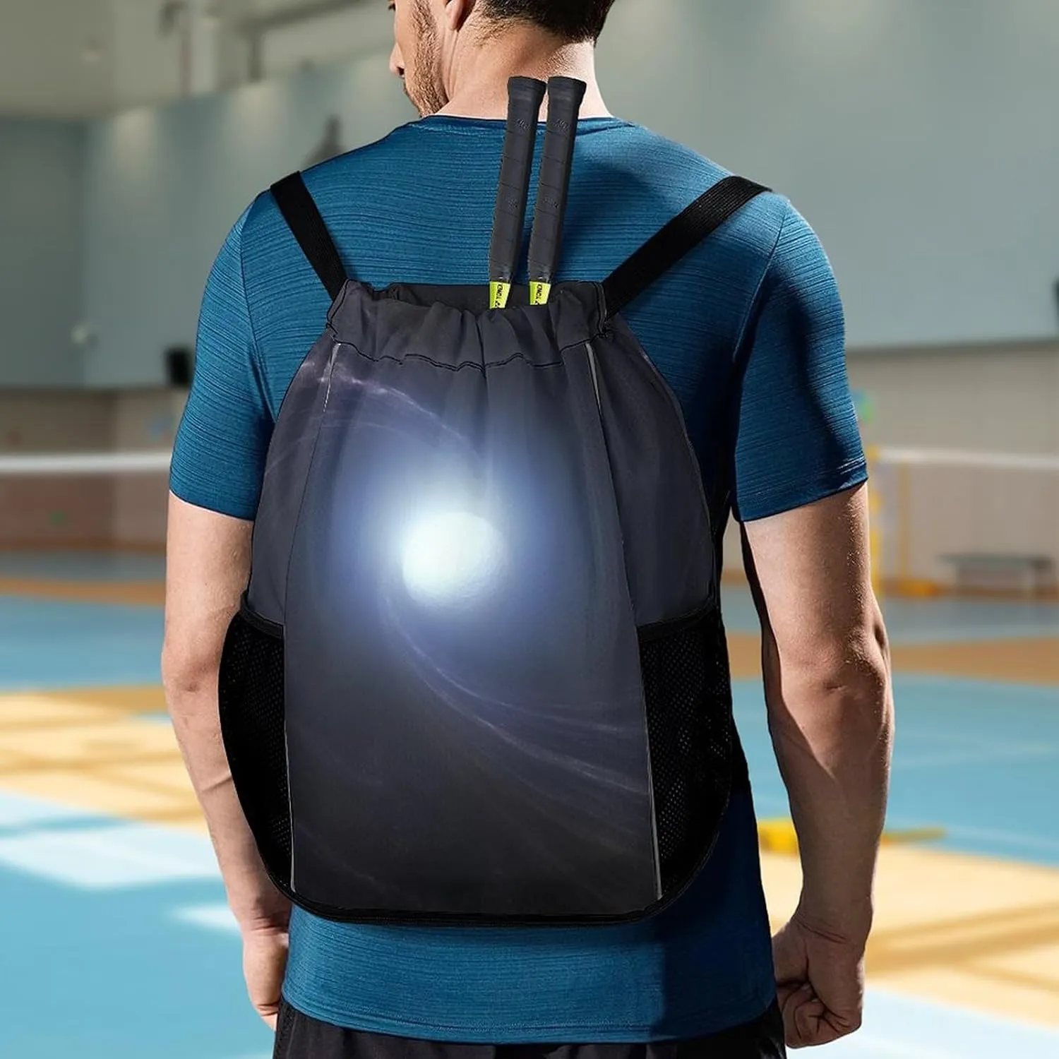 Gym Bag for Women Men SpaceVortex1Travel Duffel Bag Large Capacity Sports Drawstring Backpack, 45.5x41.5x36cm, Style-2, JJ0529240