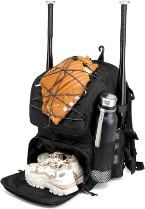 HAMBOLY Baseball & Softball Bag for Adult and Youth with Shoe Compartment, Waterproof Equipment Bag Backpack for Baseball Softball Bat Helmet, with Fence Hook Design
