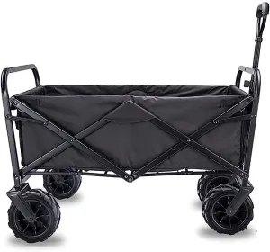 Handcart, Trolley Foldable Pull Wagon Hand Cart Garden Transport Cart,Folding Camping Cart with Lining,4 Wheeled Festival Trolley/G:Yellow