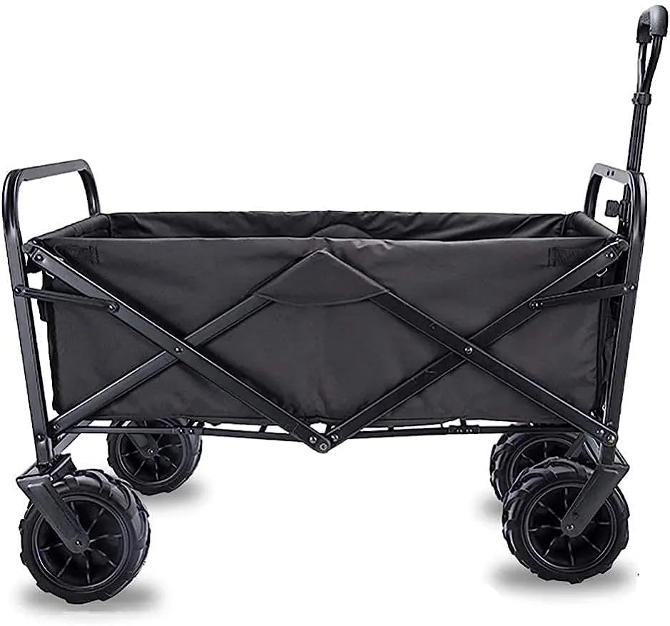 Handcart, Trolley Foldable Pull Wagon Hand Cart Garden Transport Cart,Folding Camping Cart with Lining,4 Wheeled Festival Trolley/G:Yellow