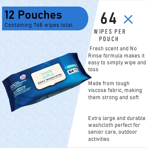 HandyBath Adult Washcloths Scented 64 ct Wipes Flow Pack