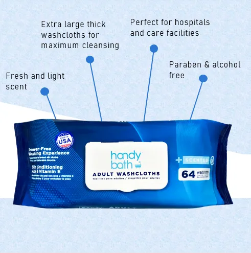 HandyBath Adult Washcloths Scented 64 ct Wipes Flow Pack