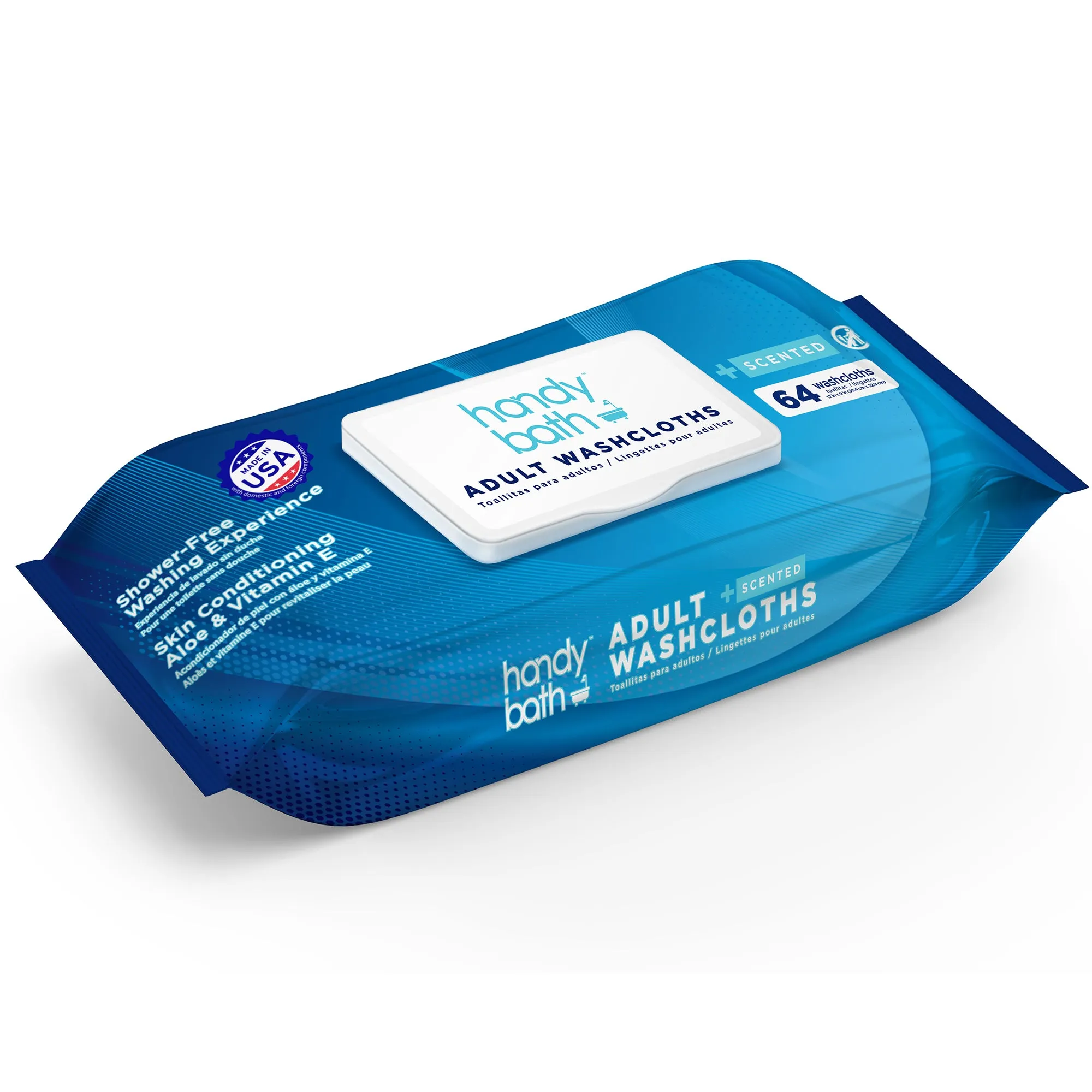 HandyBath Adult Washcloths Scented 64 ct Wipes Flow Pack
