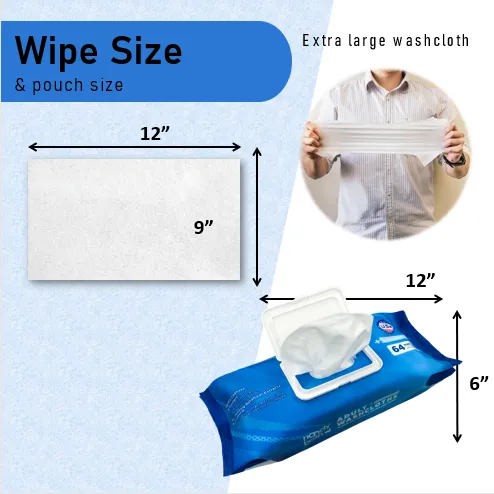 HandyBath Adult Washcloths Unscented 64 ct Wipes Flow Pack