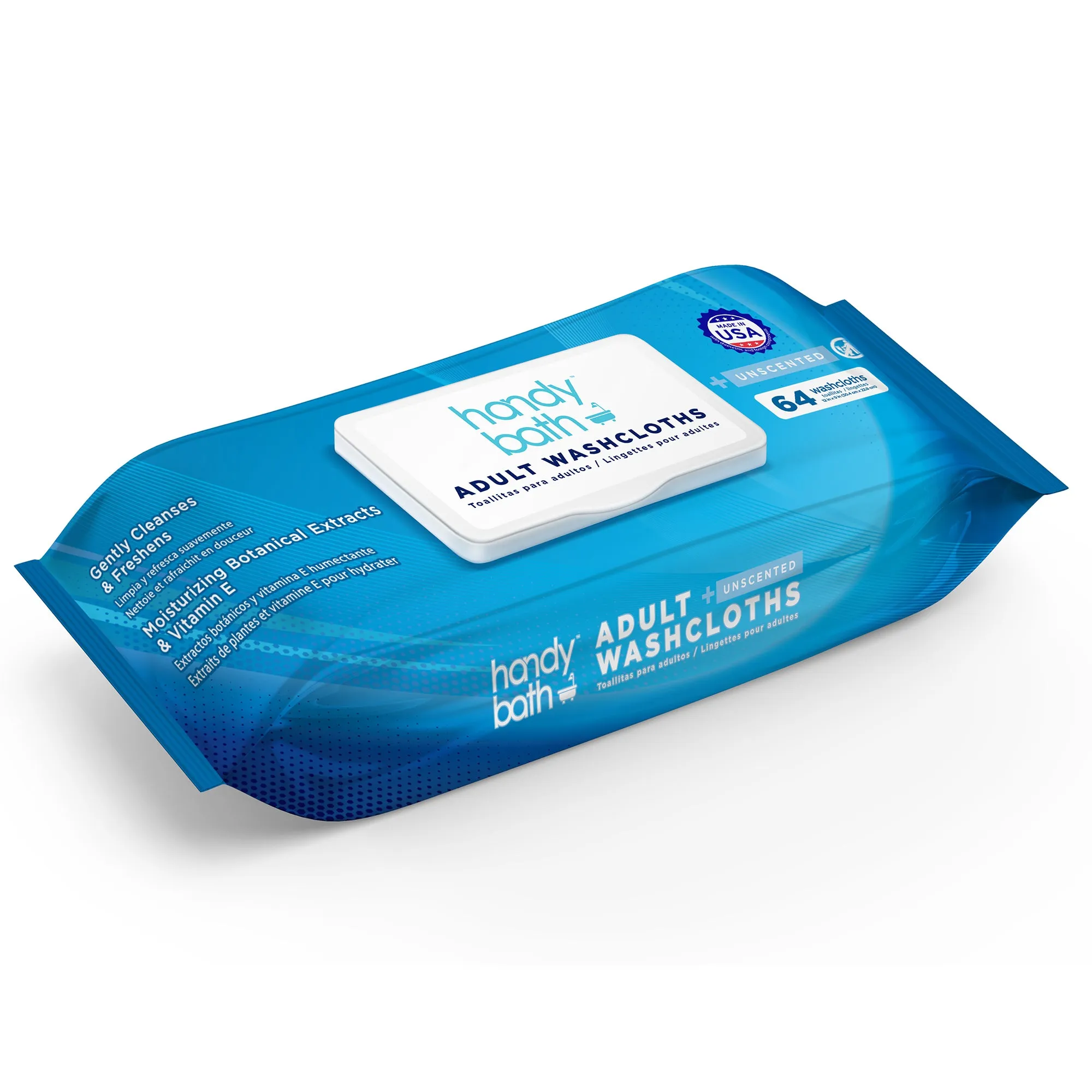 HandyBath Adult Washcloths Unscented 64 ct Wipes Flow Pack