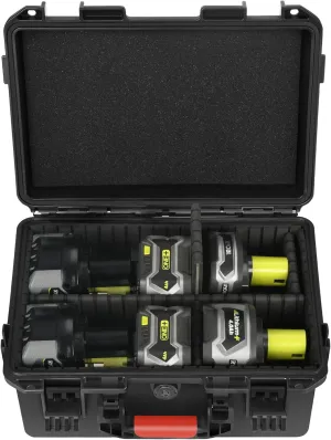 Hard Case for Ryobi 18v Battery Storage - Waterproof & Shockproof Power Tool Bag for Organizer Storage Box with 4 Adjustable Dividers for Ryobi Battery Holder 1.5-9.0 Ah (Case Only)