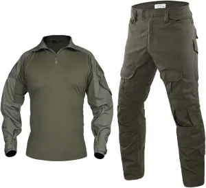 HARGLESMAN Men's Tactical Military Suits Long Sleeve Fitting Amry Uniforms Combat Shirt and Pants with Knee Pads