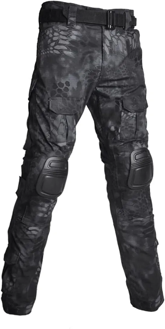 HARGLESMAN Men's Tactical Military Suits Long Sleeve Fitting Amry Uniforms Combat Shirt and Pants with Knee Pads