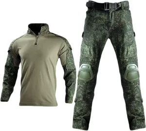 HARGLESMAN Men's Tactical Military Suits Long Sleeve Fitting Amry Uniforms Combat Shirt and Pants with Knee Pads