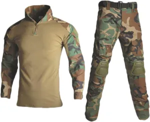 HARGLESMAN Men's Tactical Military Suits Long Sleeve Fitting Amry Uniforms Combat Shirt and Pants with Knee Pads