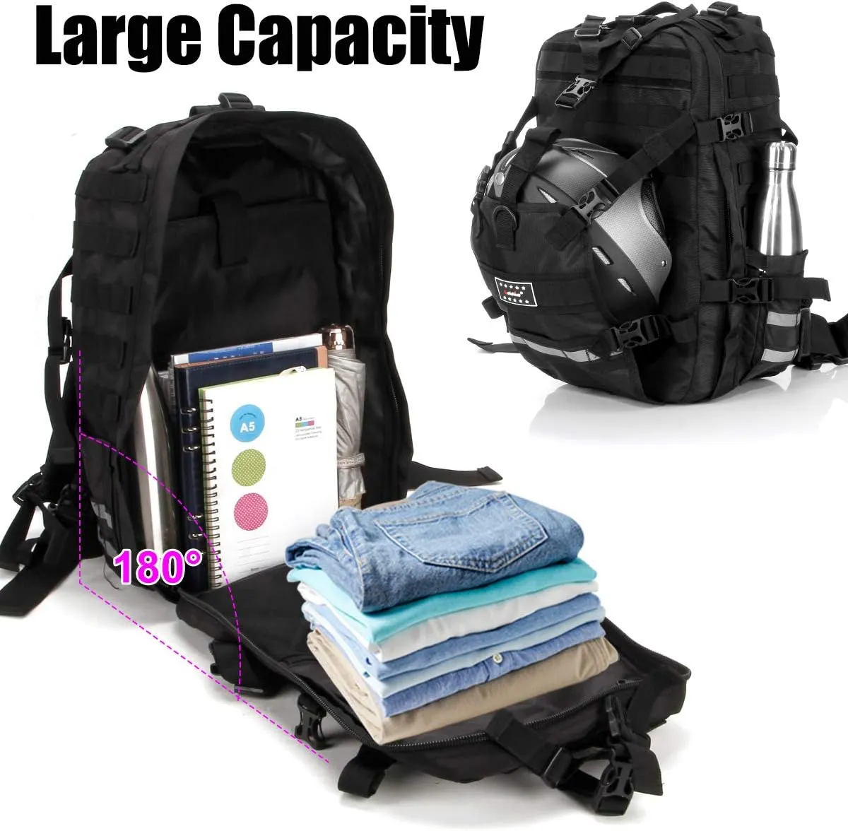 Helmet Backpack for Motorcycle Cycling, Large Capacity Waterproof Helmet Holder, Helmet Storage Bag Hiking Backpack