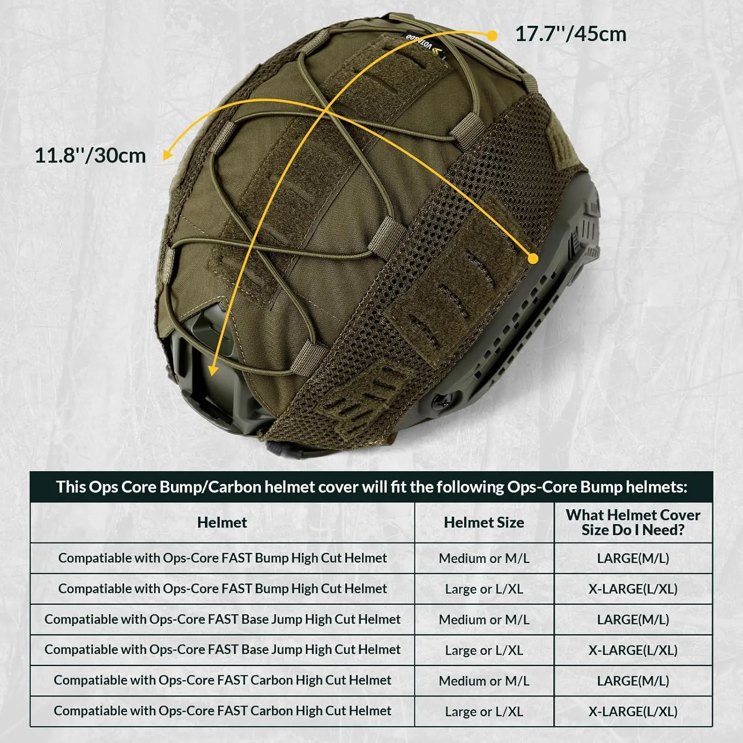 Helmet Cover Combo, Tactical Helmet Cover for Fast Helmet in Size M/L or XL, Military Gear Combat Fast Helmet Cover for Paintball Hunting Shooting