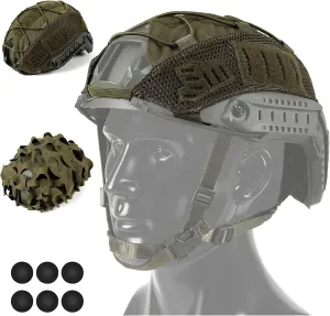 Helmet Cover Combo, Tactical Helmet Cover for Fast Helmet in Size M/L or XL, Military Gear Combat Fast Helmet Cover for Paintball Hunting Shooting