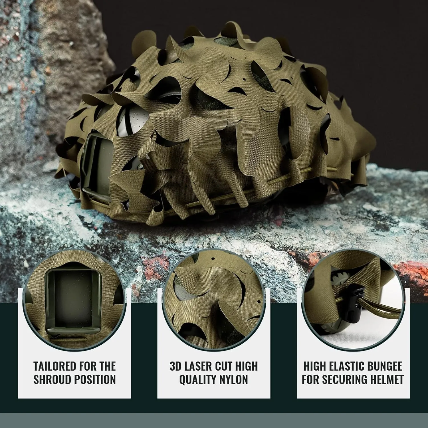 Helmet Cover Combo, Tactical Helmet Cover for Fast Helmet in Size M/L or XL, Military Gear Combat Fast Helmet Cover for Paintball Hunting Shooting