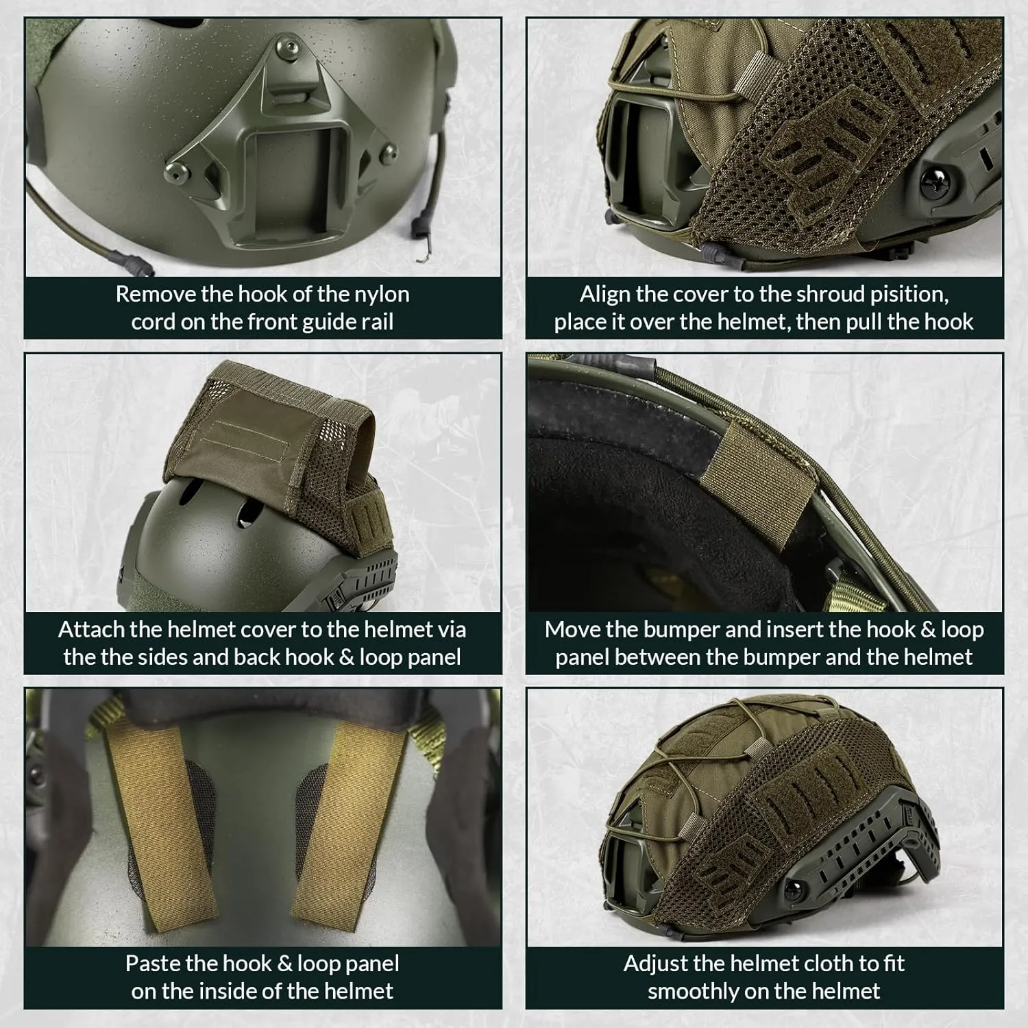 Helmet Cover Combo, Tactical Helmet Cover for Fast Helmet in Size M/L or XL, Military Gear Combat Fast Helmet Cover for Paintball Hunting Shooting
