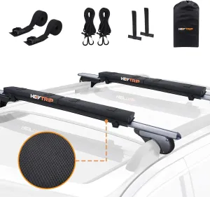 HEYTRIP Roof Rack Pads 30" Aero Crossbar Pads for Kayak/Surfboard/SUP/Canoe with 15FT Tie-Down Straps and Storage Bag