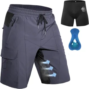 Hiauspor Men's Padded Mountain Bike Shorts Loose Fit Quick Dry Cycling Shorts Biking for Men with 5 Pockets