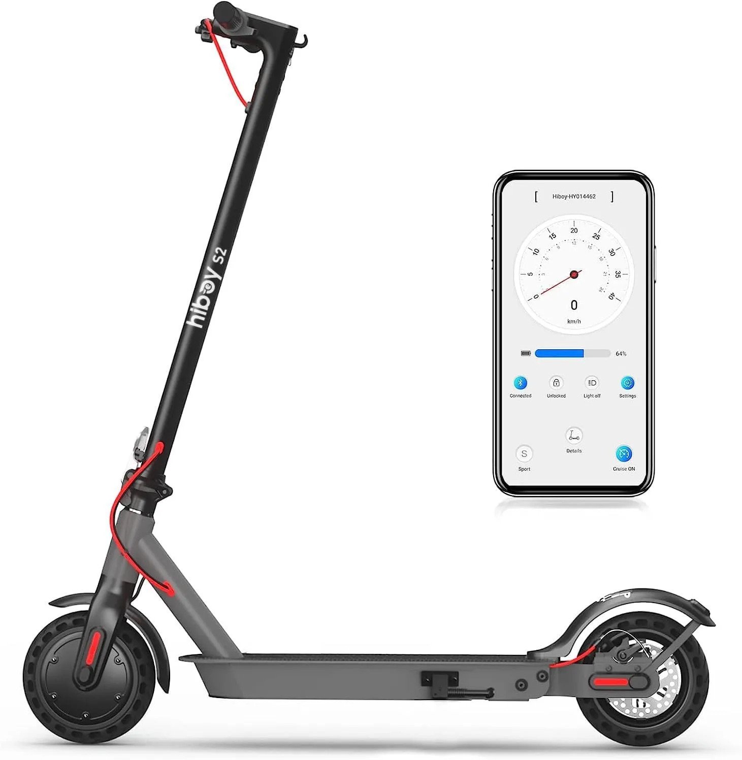 Hiboy S2 Series Electric Scooter, 8.5"-10" Tires, Up to 17-25.6 Miles Range, 350W/500W Powerful Motor & 19 MPH Portable Folding Commuting Electric Scooter for Adults with Double Braking System and App