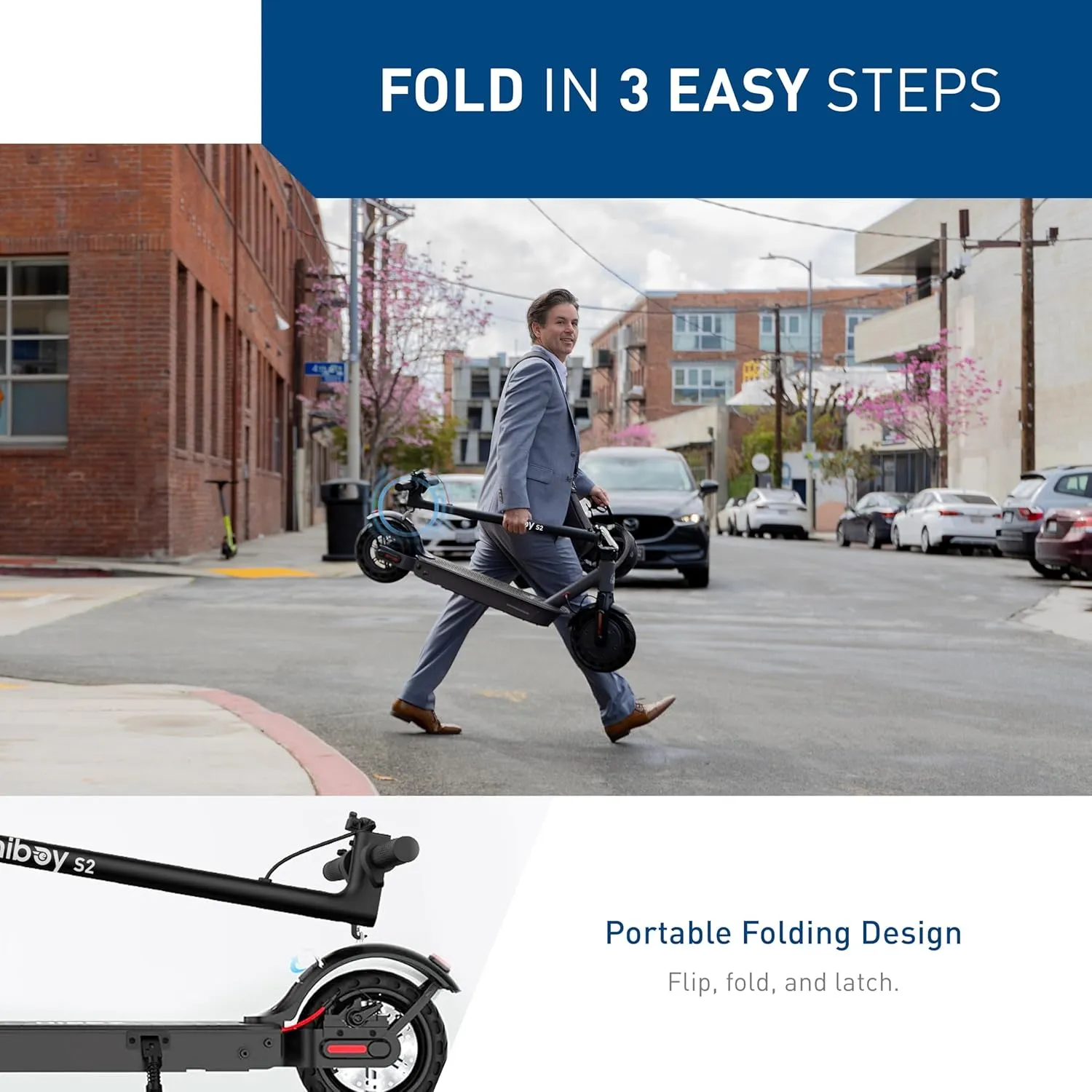 Hiboy S2 Series Electric Scooter, 8.5"-10" Tires, Up to 17-25.6 Miles Range, 350W/500W Powerful Motor & 19 MPH Portable Folding Commuting Electric Scooter for Adults with Double Braking System and App