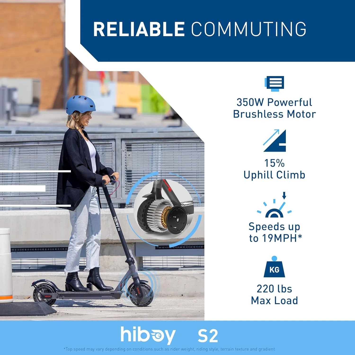 Hiboy S2 Series Electric Scooter, 8.5"-10" Tires, Up to 17-25.6 Miles Range, 350W/500W Powerful Motor & 19 MPH Portable Folding Commuting Electric Scooter for Adults with Double Braking System and App