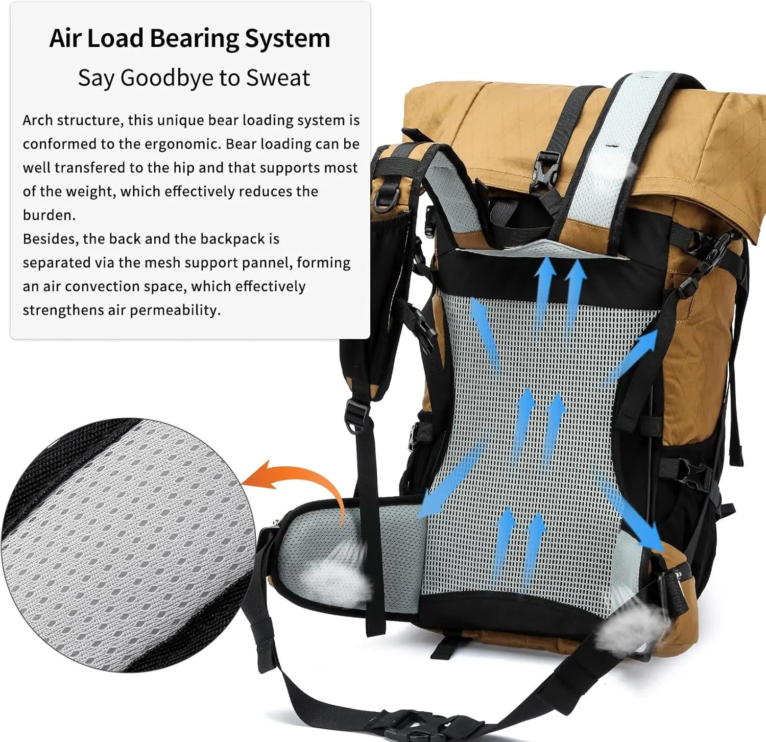 Hiking Backpack,30L  10L Extra Large Capacity Hiking Bag, Internal Frame Camping Backpack,Upgraded X-PAC Lightweight Sport Daypack Travel Backpacks Fit For Mountain Climbing Camping (Brown)