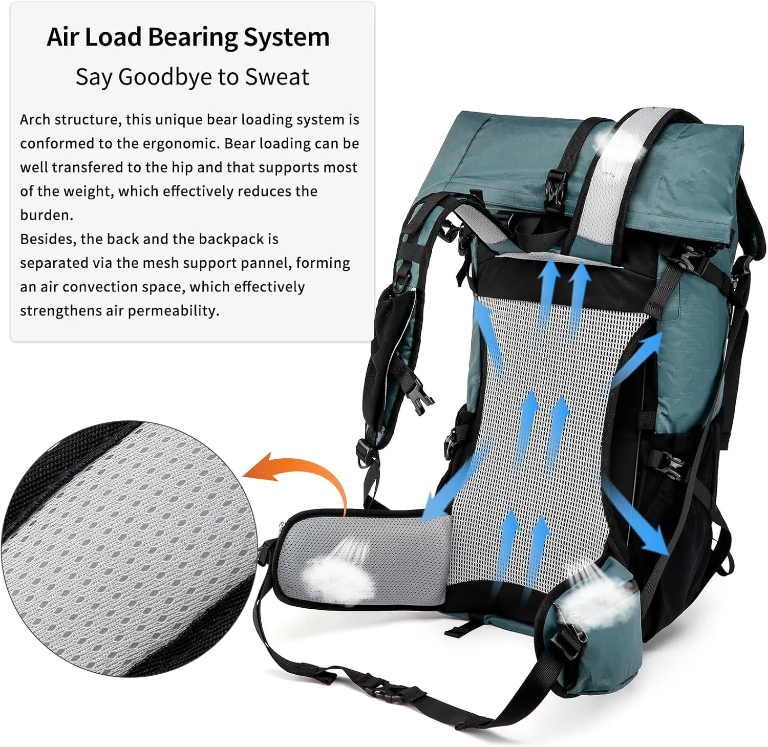 Hiking Backpack,30L  10L Extra Large Capacity Hiking Bag,Internal Frame Camping Backpack,Upgraded X-PAC Lightweight Sport Daypack Travel Backpacks Fit For Mountain Climbing Camping (Grey Green)