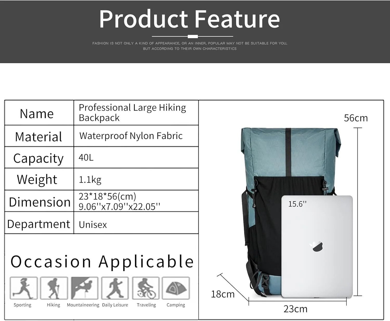 Hiking Backpack,30L  10L Extra Large Capacity Hiking Bag,Internal Frame Camping Backpack,Upgraded X-PAC Lightweight Sport Daypack Travel Backpacks Fit For Mountain Climbing Camping (Grey Green)