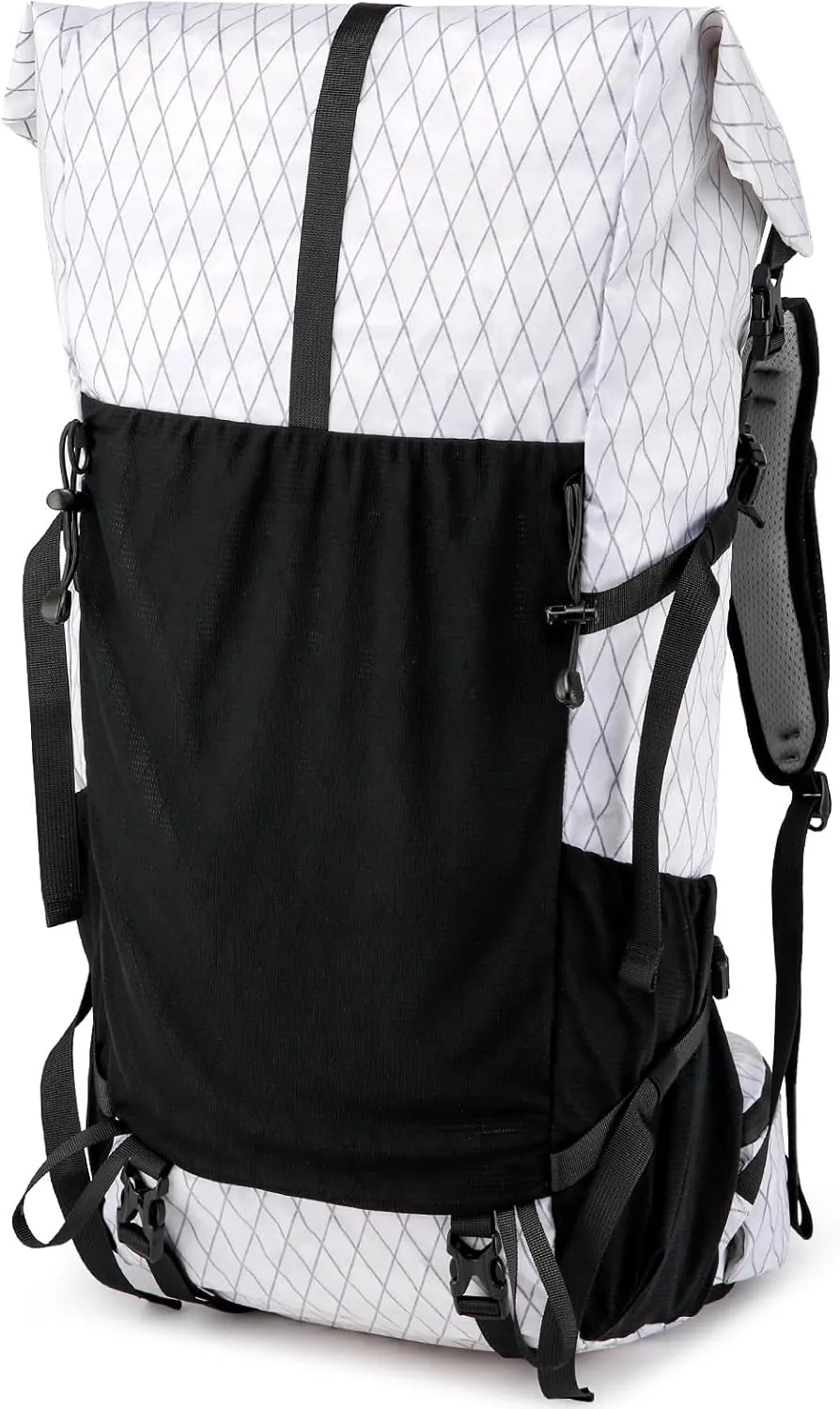 Hiking Backpack,30L  10L Extra Large Capacity Hiking Bag,Internal Frame Camping Backpack,Upgraded X-PAC Lightweight Sport Daypack Travel Backpacks Fit For Mountain Climbing Camping (White)