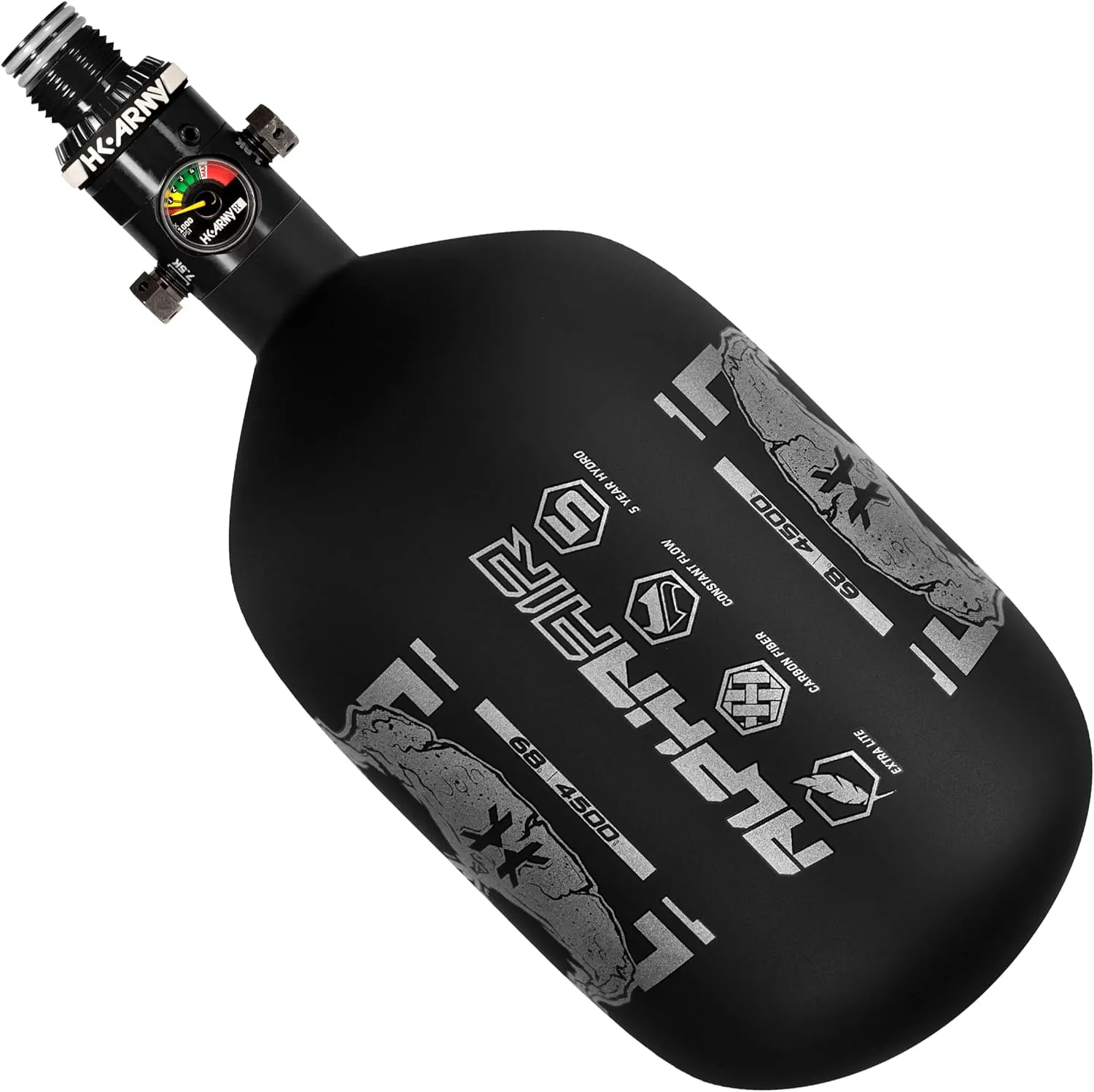 HK Army HPA Paintball Tank - Lightweight Alpha Air Carbon Fiber Compressed Air Tank - HP8 Reg 4500 psi
