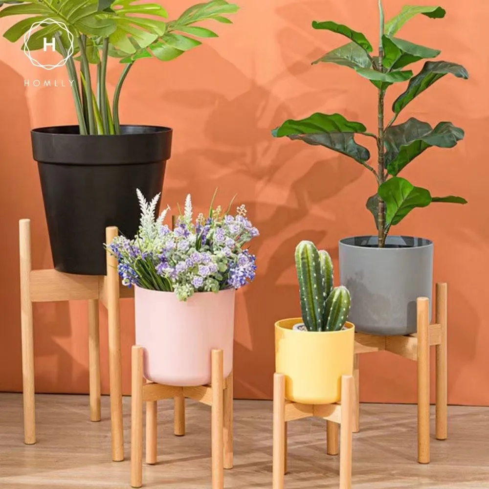 Homlly Mid Century Modern Bamboo Plant Stand Pot Holder Rack