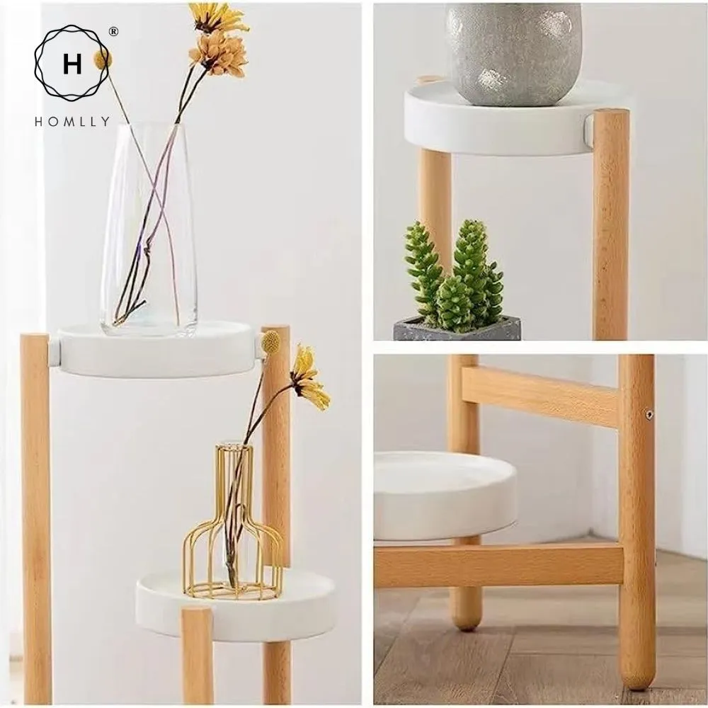 Homlly Mid Century Modern Bamboo Plant Stand Pot Holder Rack