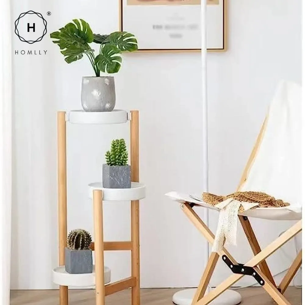 Homlly Mid Century Modern Bamboo Plant Stand Pot Holder Rack