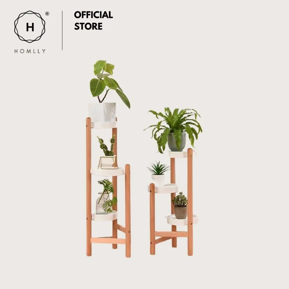 Homlly Mid Century Modern Bamboo Plant Stand Pot Holder Rack