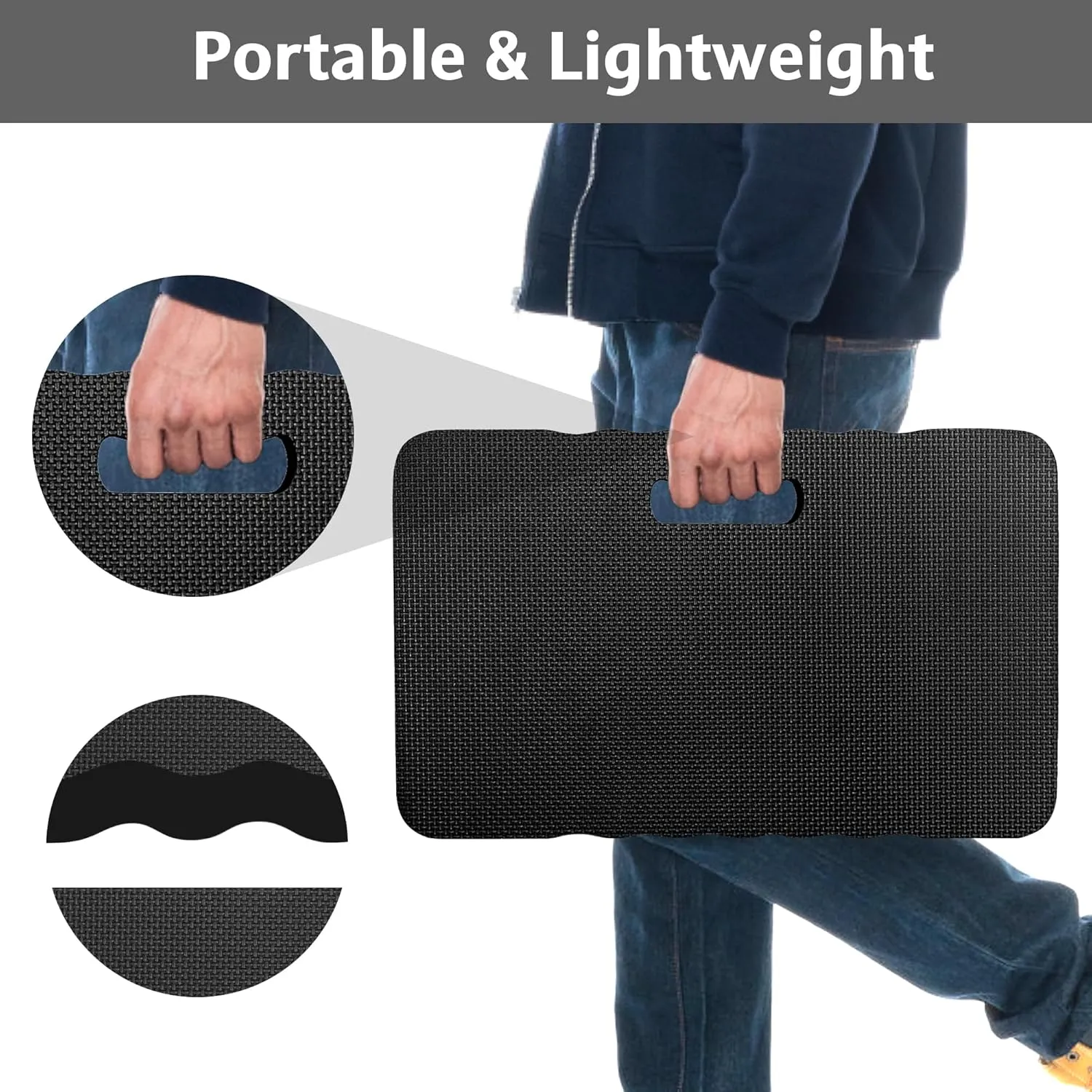 HOOPLE Extra Thick Kneeling Pad, Soft Foam Kneeling Cushion, Waterproof Gardening Knee Pads, Lightweight Knee Mat for Bathing, Workout Supplies, Exercise Yoga, Garden Work Gifts 17.5 x 11 x 1 in, Black