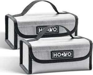 HOOVO Lipo Battery Bag - Fireproof & Explosionproof Storage Protector, Guard for DJI/RC Batteries - 2 Pack, Accommodates 4 Batteries