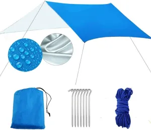 HOTRA Camping Tent Planes Waterproof Slightly Compact Tent Pad Picnic Blanket Hammock Tarp for Hammock (Color : Blue, Size : 3 * 4m)