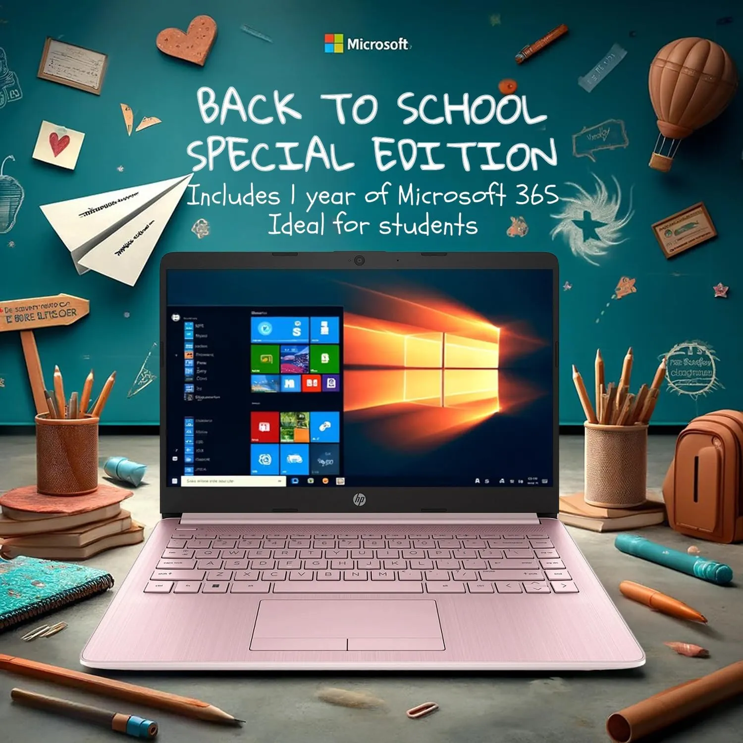 HP 14 Ultrabook • Back to School Limited Edition with Microsoft 365 • Intel 4-Core CPU • 16GB RAM • 1600GB Storage (64GB OnBoard withHP 512GB P500 Portable SSD   1TB OneDrive) • Pink • Win 11