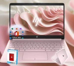 HP 14 Ultrabook • Back to School Limited Edition with Microsoft 365 • Intel 4-Core CPU • 16GB RAM • 1600GB Storage (64GB OnBoard withHP 512GB P500 Portable SSD   1TB OneDrive) • Pink • Win 11