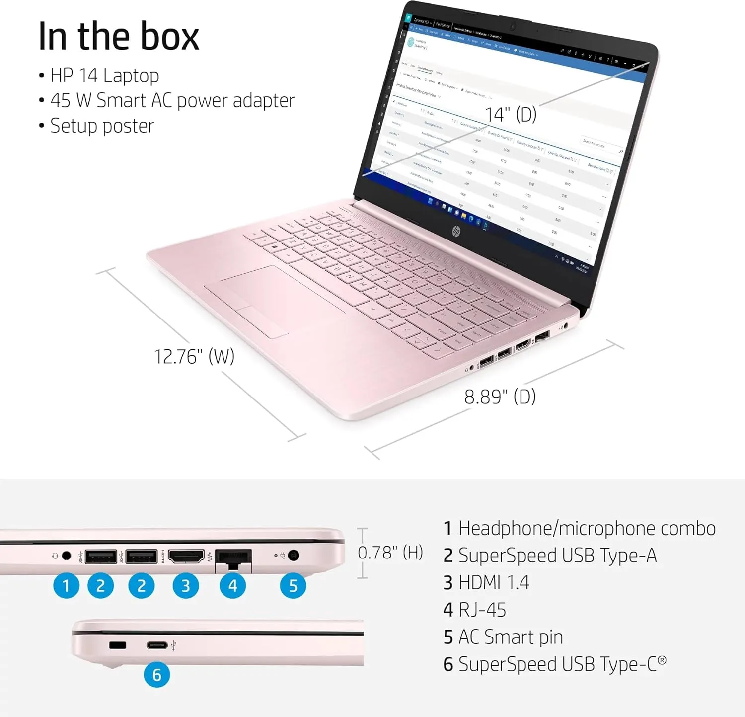 HP 14 Ultrabook • Back to School Limited Edition with Microsoft 365 • Intel 4-Core CPU • 16GB RAM • 1600GB Storage (64GB OnBoard withHP 512GB P500 Portable SSD   1TB OneDrive) • Pink • Win 11