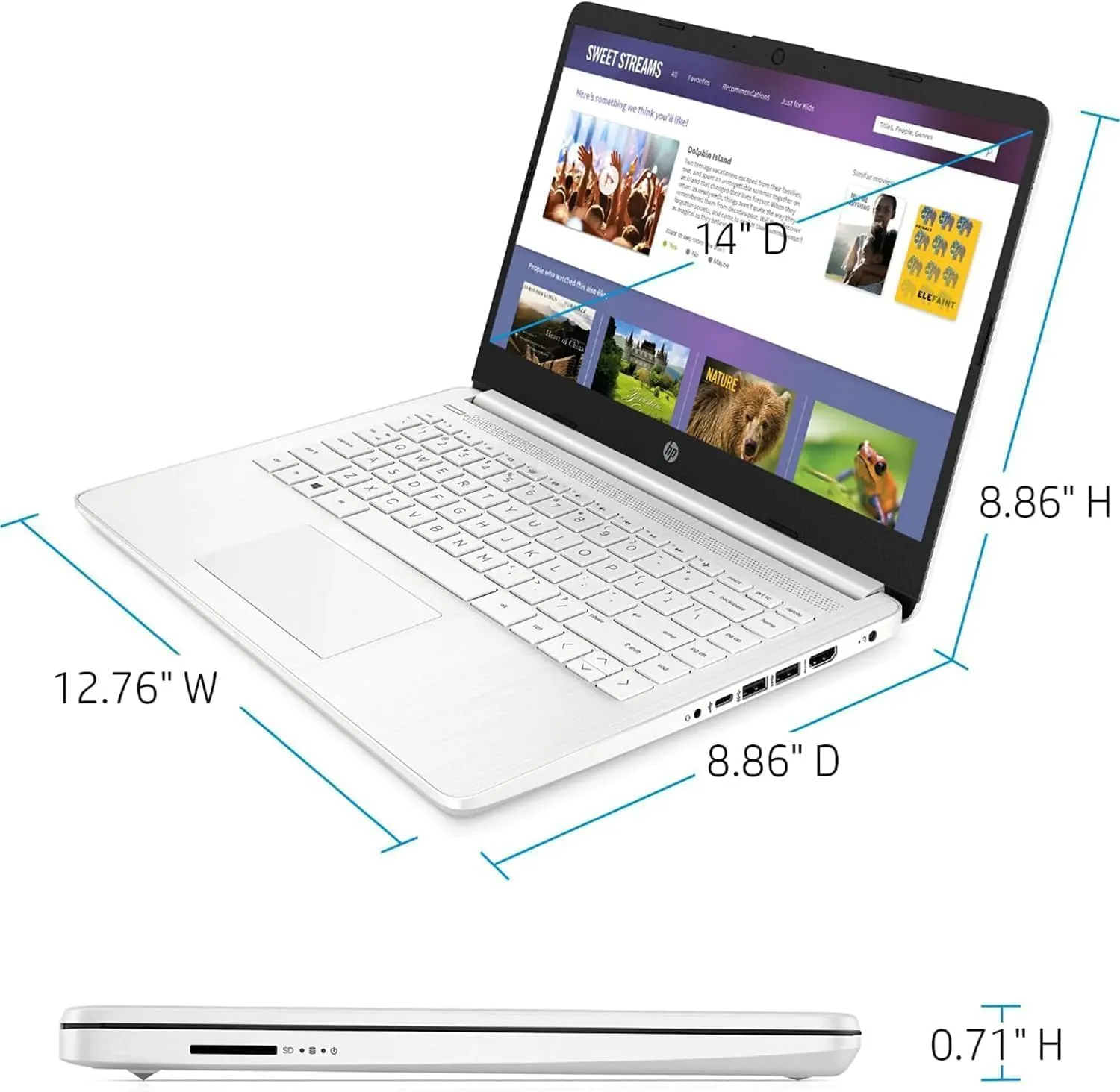 HP 14 Ultrabook • Back to School Limited Edition with Microsoft 365 • Intel 4-Core CPU • 16GB RAM • 1600GB Storage (64GB OnBoard withHP 512GB P500 Portable SSD   1TB OneDrive) • Snow White • Win 11