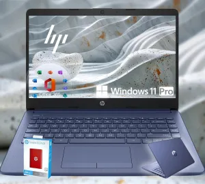 HP 14 Ultrabook • Intel 4-Core CPU • Back to School Limited Edition with Microsoft 365 • 16GB RAM • 1600GB Storage (64GB OnBoard withHP 512GB P500 Portable SSD   1TB OneDrive) • Win11 Pro • Royal Blue