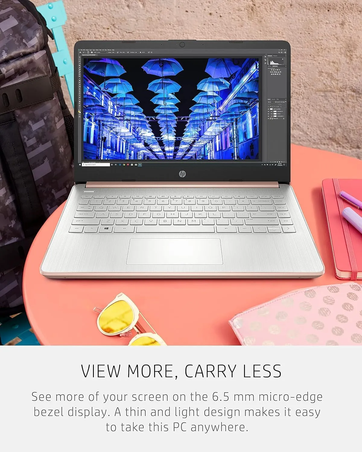 HP 14 Ultrabook • Intel 4-Core CPU • Back to School Limited Edition with Microsoft 365 • 16GB RAM • 1.6TB Storage (128GB OnBoard withHP 512GB P500 Portable SSD   1TB OneDrive) • Win11 Pro • Rose Gold