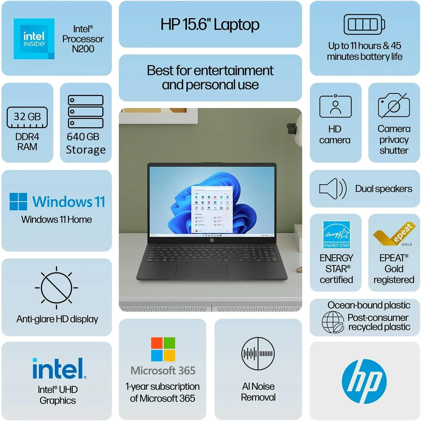 HP 15 Laptop • Back to School Limited Edition with Microsoft 365 • 4-Core Intel CPU • 4GB RAM • 1.6TB Storage (128GB OnBoard   512GB P500 Portable SSD   1TB OneDrive) • Scarlet Red • Win 11