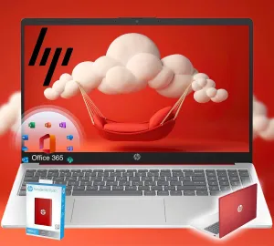 HP 15 Ultrabook • Back to School Limited Edition with Microsoft 365 • Intel 4-Core CPU • 16GB RAM • 1.6TB Storage (128GB OnBoard withHP 512GB P500 Portable SSD   1TB OneDrive) • Scarlet Red • Win 11