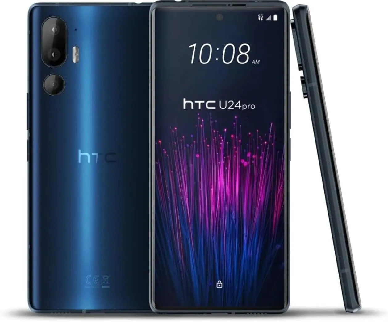 HTC U24 Pro 5G GSM Unlocked Smartphone, 12GB 256GB, 6.8" 120Hz OLED Display, 50 8 50MP Cameras, 4600mAh, Wireless Charging - Blue