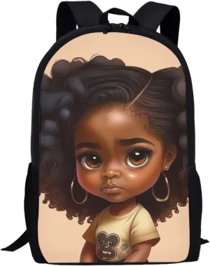 HUIACONG American Black Girl Backpack for Kids 2Nd/3Rd/4Th/5Th Grade School Bag African Cute Afro Girls Primary Daypack Elementary Bookbag