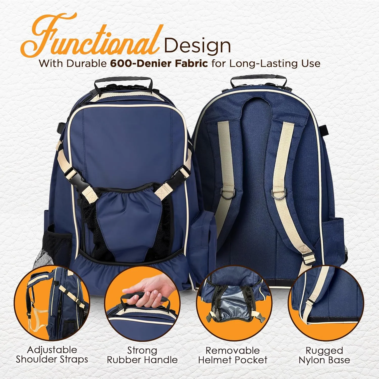 Huntley Equestrian Deluxe Heavy Duty Nylon Exterior Storage Fabric Backpack Adjustable Shoulder Straps