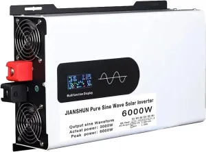 Hybrid Solar Inverter,DC 12V 24V 48V 60V to 110V/220V AC Split Phase Inverter with Pure Sine Wave Inverter,Parallel inverters,for Home Energy Storage,6000W-12V