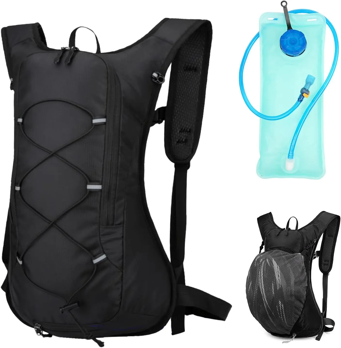 Hydration Backpack, Water Backpack with 2L Water Bladder, Hiking Backpack, Lightweight, High Flow Bite Valve Water Backpack, Hydration Pack for Biking, Running and Climbing