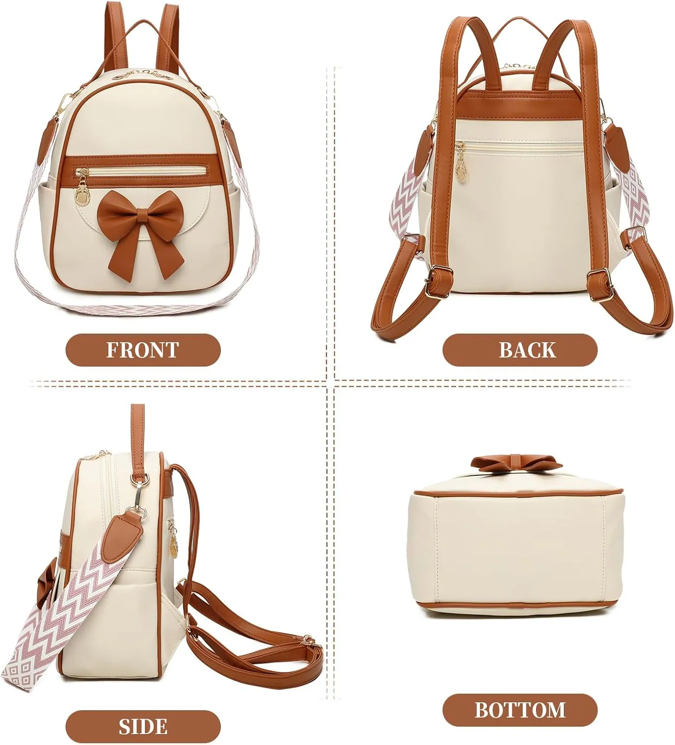 I IHAYNER Girls Mini Backpack Cute Bowknot Leather Backpack for Girls Designer Small Shoulder Bag Fashion Handbag for Women